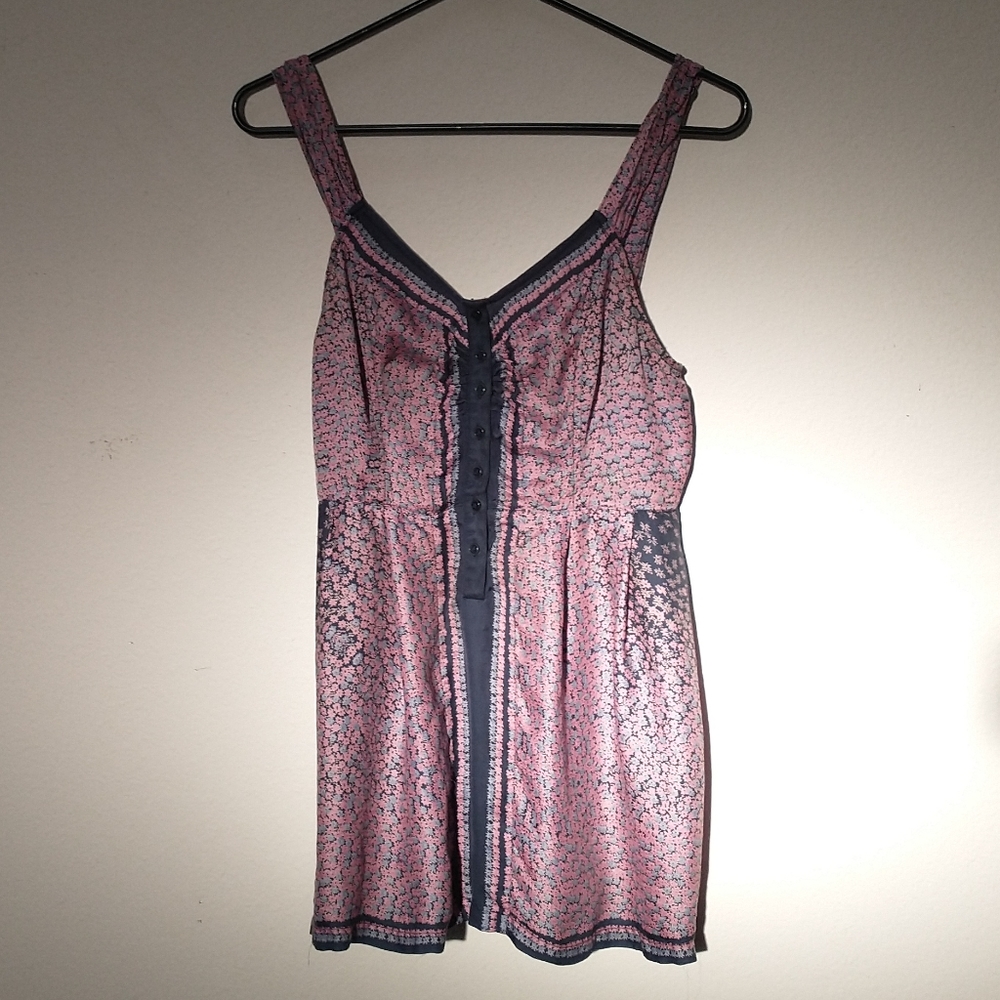 Free People silky sleeveless top dark blue and pink